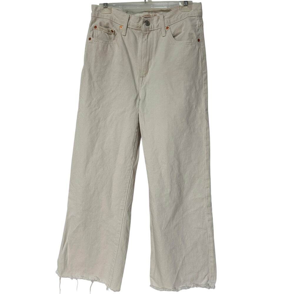 Levi's Premium Jeans Cream Ribcage Wide Leg Jeans Women's Waist Size 29